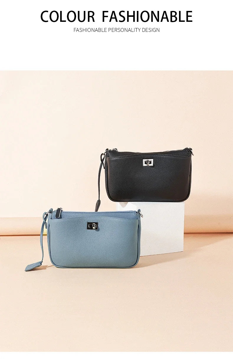 Women Cow Real Leather Shoulder Bags Ladies Natural Cowhide Fashion Retro Handbags Female Designer Luxury Crossbody Bag for Lady