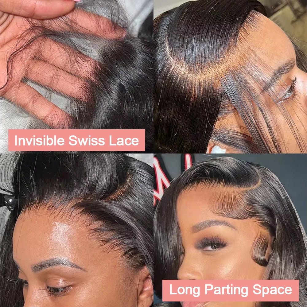 Body Wave Short Bob 13x6 Transparent Lace Front Human Hair Wigs Glueless 7x5 13x4 HD Pre Plucked Lace Frontal Wig For Women 250%