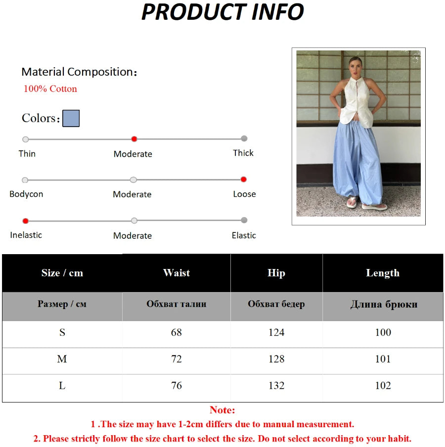 Bornladies Autumn Womens 100% Cotton Loose Lantern Style Wide Leg Pants Street Style Casual Lazy Pants Fashion Trousers
