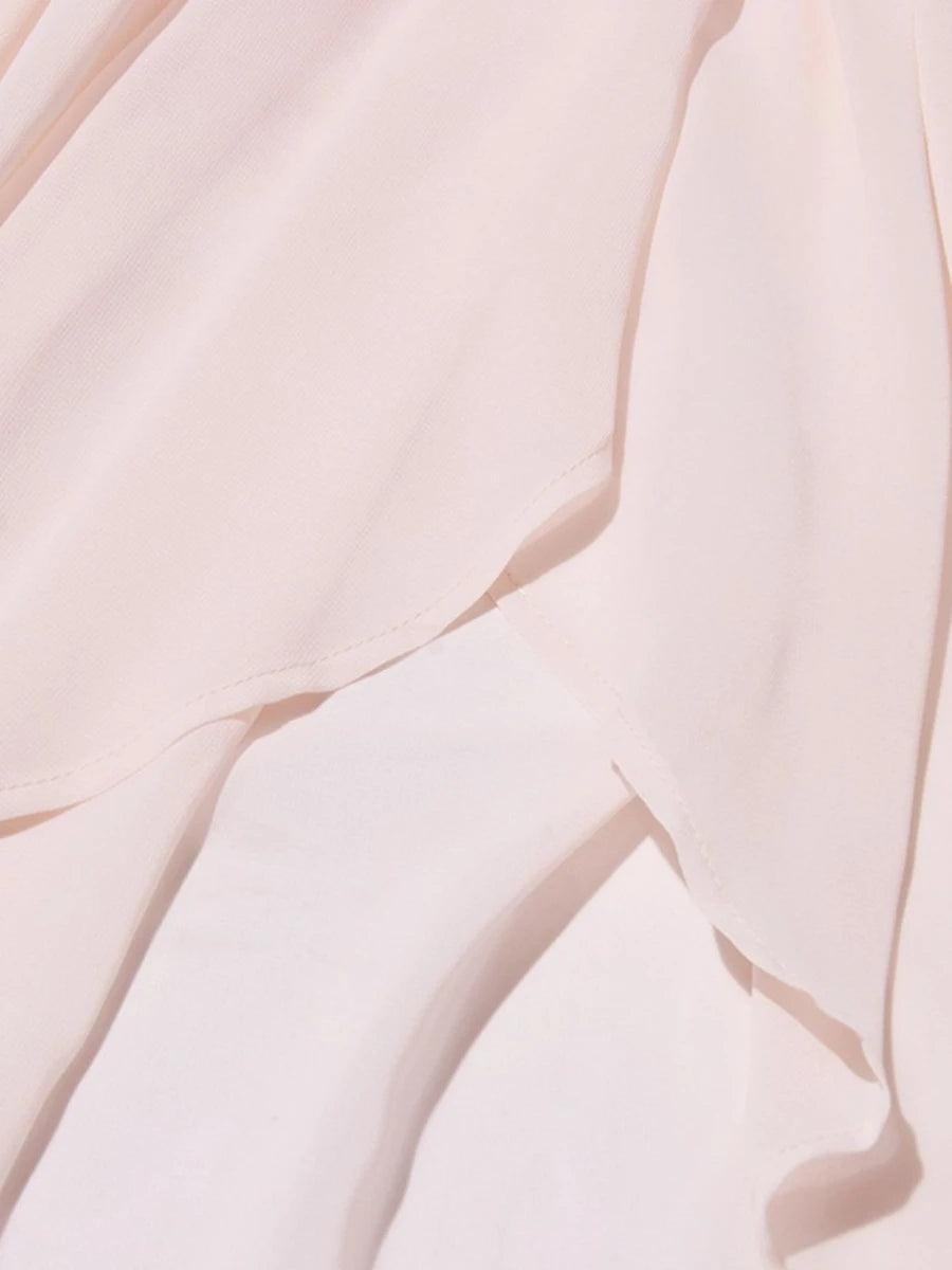 TWOTWINSTYLE Solid Loose Sheer Spliced Folds Fashion Blouses for Women High Neck Long Sleeves Irregular Blouse Female Clothing
