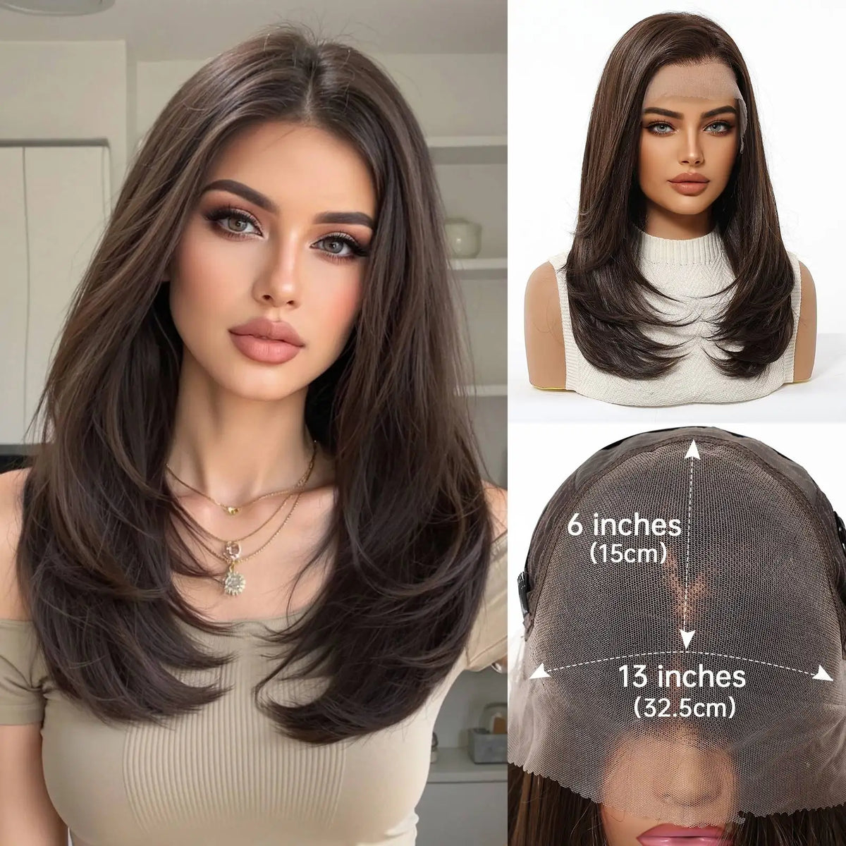 Long Layered Ash Blonde Highlight Lace Front Wig for Women
