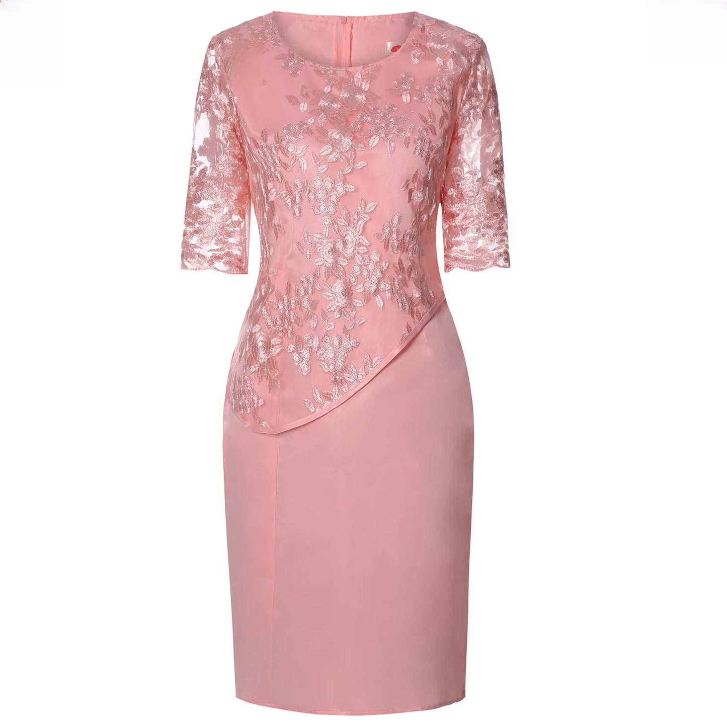 Wish Women's Lace Patchwork Two-piece Illusion Top Dress Gown Ladies Clothing