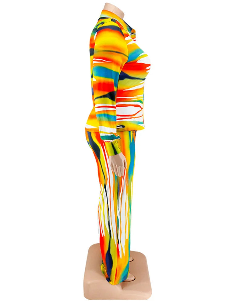 Wmstar Plus Size Two Piece Outfits Women Fall Clothing Tie Dye Top and Pants Leggings Matching Set Wholesale Dropshipping 2022