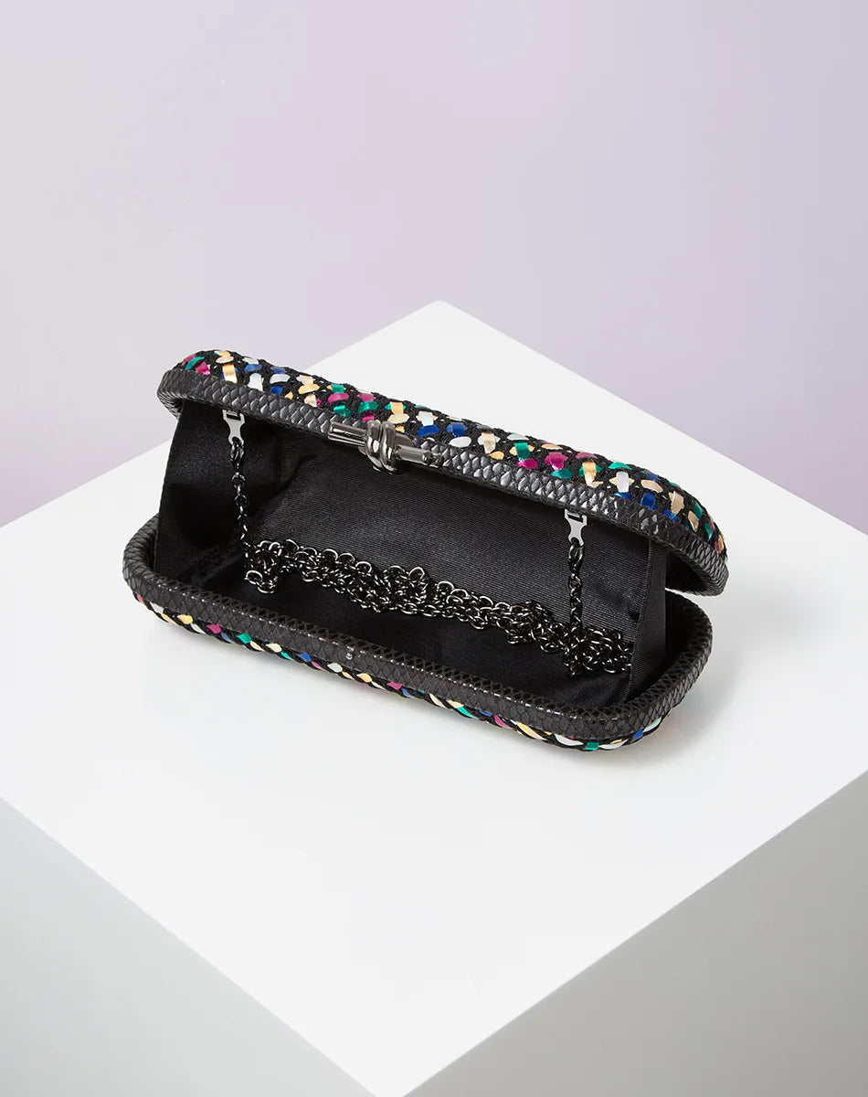 Gold Evening Clutch Bag for Women Leather and Bright Line Woven Purse Elegant Ladies Metal Knot Party Handbag Bolsas Femininas