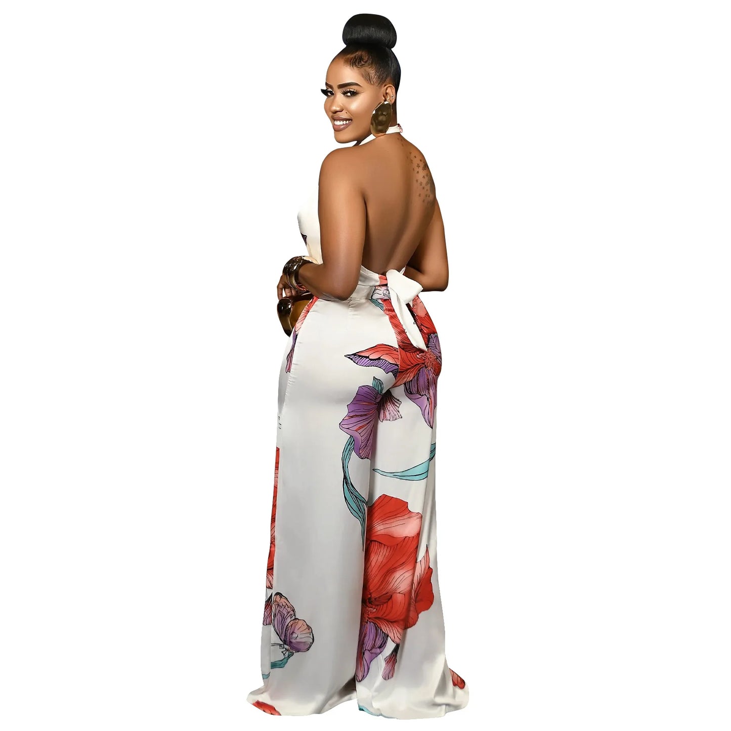 CM.YAYA Women's Set Pile Collar Elegant Floral Print Top and Wide Leg Pants Suit 2025 Summer Two 2 Piece Sets Outfit Tracksuit
