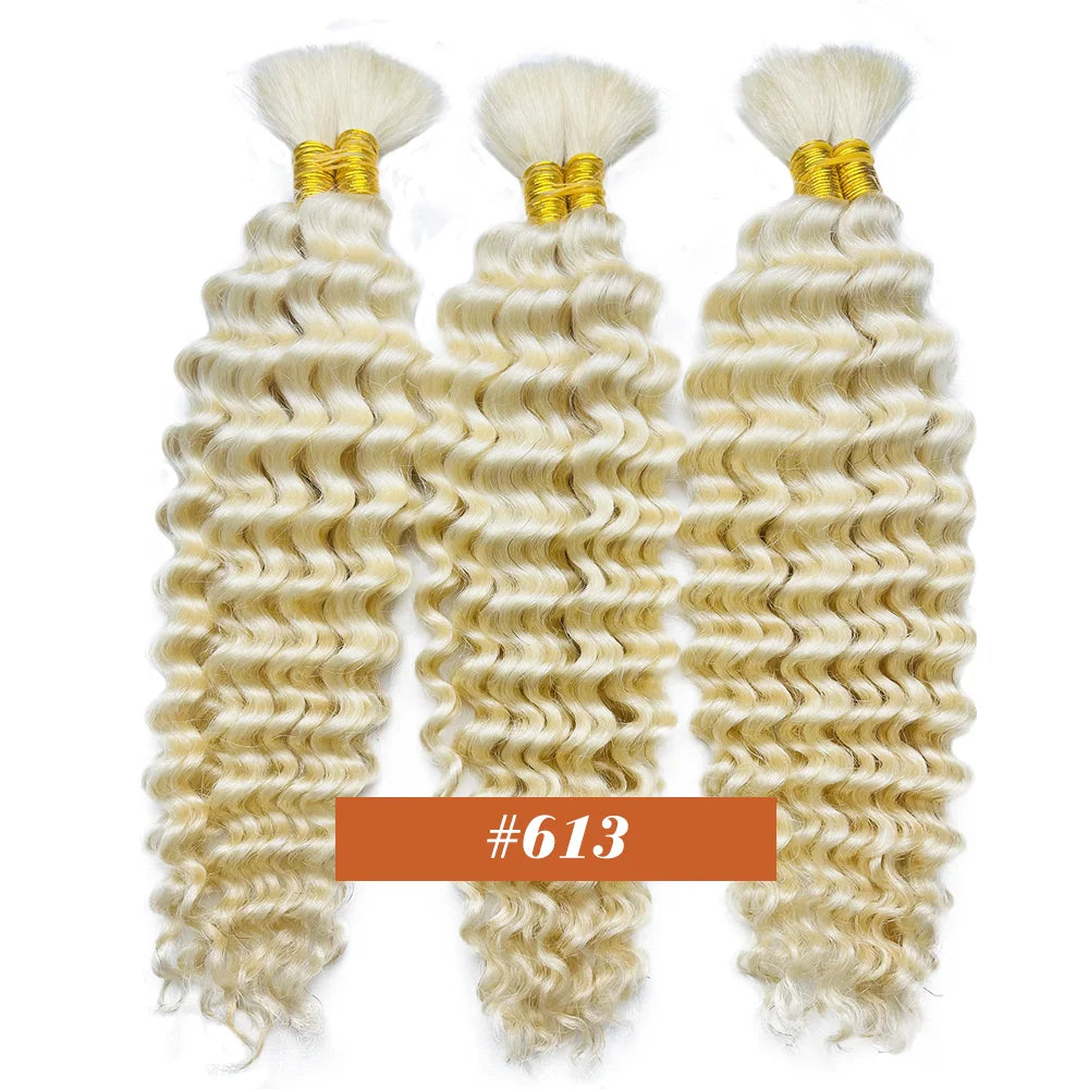 Human Braiding Hair Chocolate Brown 100g Deep Wave Bulk No Weft Human Hair Wigs Bundles for Curly Boho Braiding