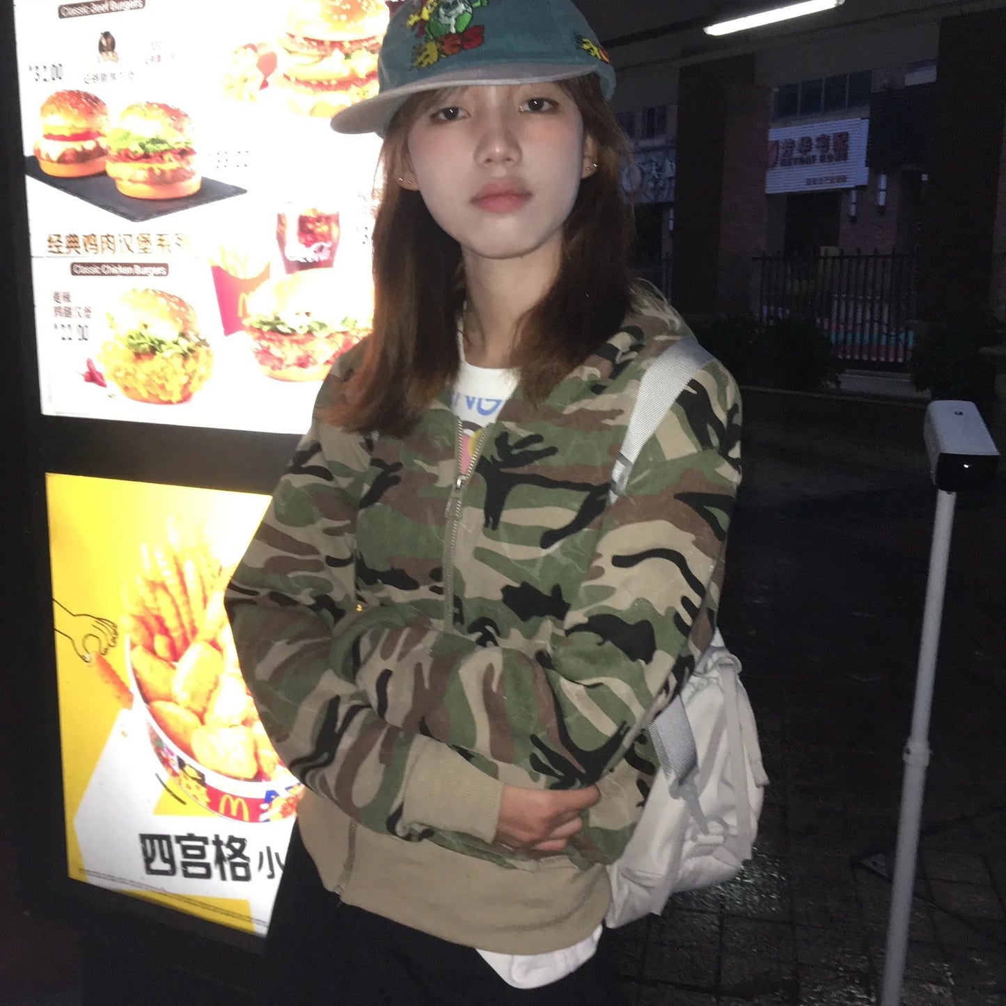 Karrram Japanese Y2k Cropped Jacket Vintage Harajuku Short Coat 2000s Korean Fashion Camouflage Zipper Hooded Sweatshirt Grunge