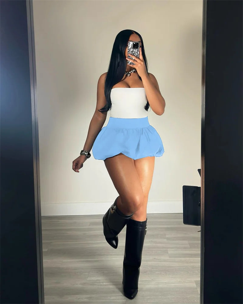Sexy Pleated Bubble Skirt for Women High Waist Solid Lolita Micro Skirt Preppy Harajuku Y2K Clothes Cute Mini Skirts Birthday