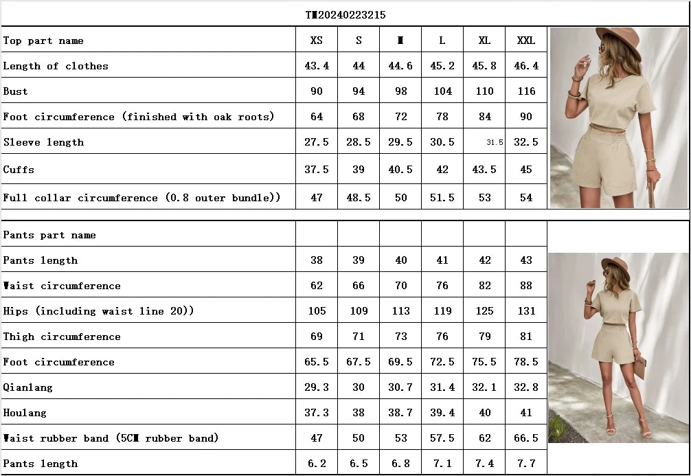 Women's 2Pcs Casual Loose Comfortable Fashion Round Neck T-Shirts And Elastic Waist Shorts Female Summer Top Trouser Playsuit