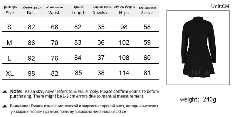 Spring Sexy Women's A-Line Dresses Fashion New Club Party Half High Collar Long Sleeves Black Dress Female Casual Slim Dresses