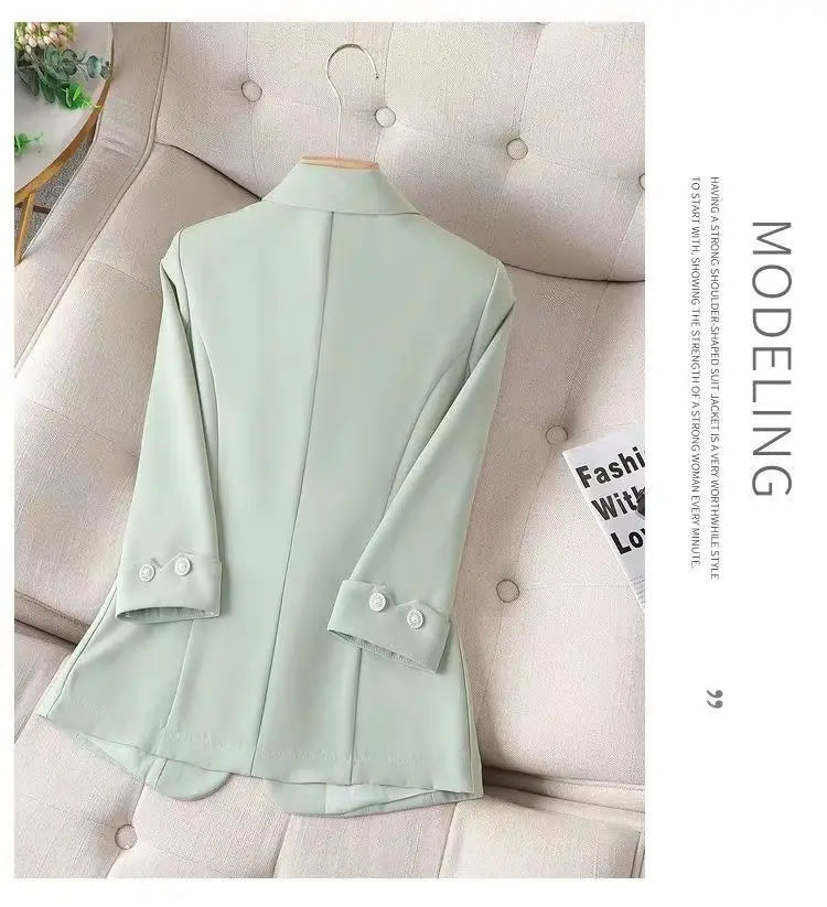 New 2025 Summer Women Blazers Coat Thin Suit Jacket for Women Short Slim Seven Point Suit, Single-layer