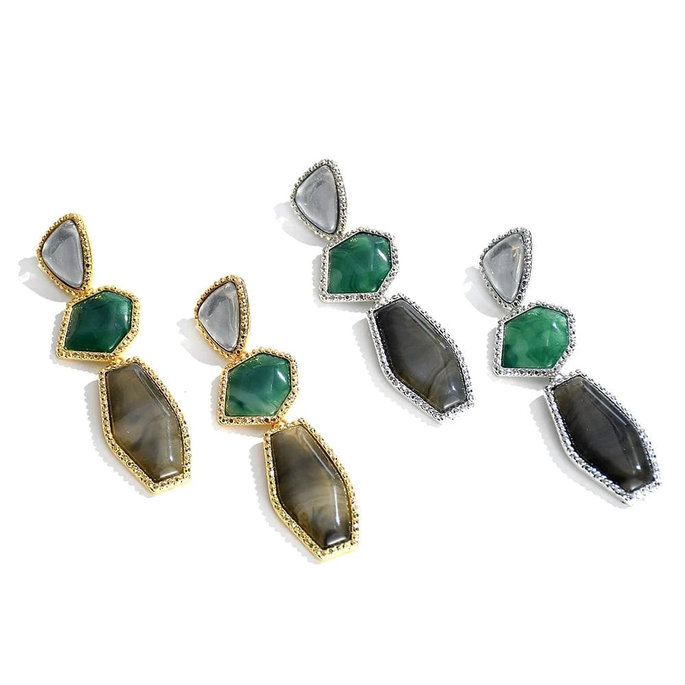 Vintage Bohemian Beads Drop Earrings For Women Turquoise Resin Hanging Earrings for Girls Party Ear Jewelry Gifts