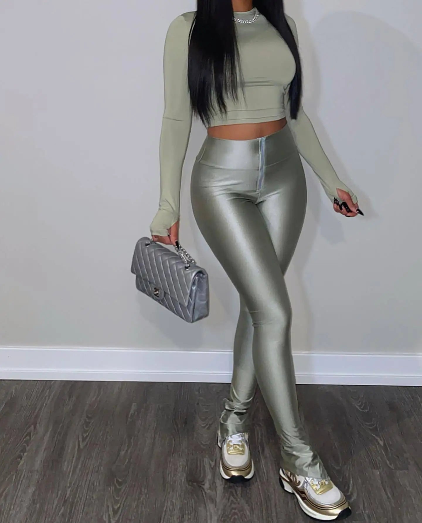 FAGADOER Summer New Fashion Zipper Patchwork Leggings Pants for Woman Solid Color High Waist Bodycon Pants Female Sportswear New