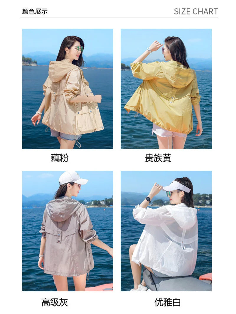 Women's Jacket With Hooded Sun Protection Clothing Women's Summer Thin Coat 2023 New Anti-Ultraviolet Breathable Shirt size 4XL