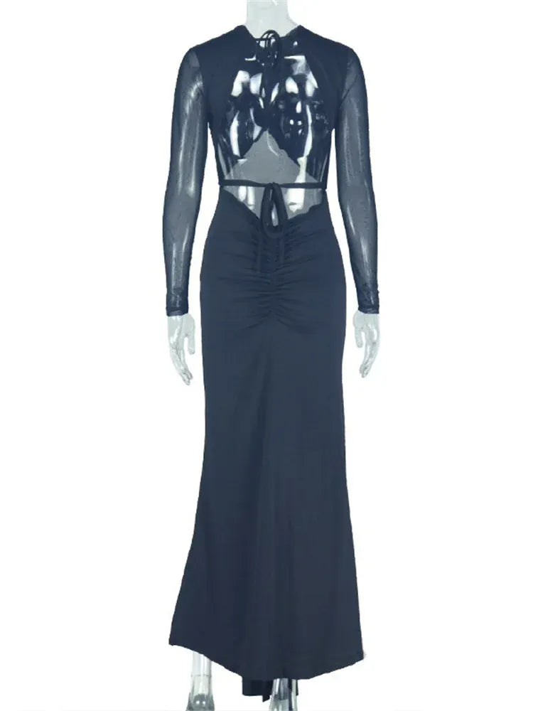 Wmstar Dresses Women Party Sexy See Through Bodycon Fashion Bandage Maxi Long Dress New Summer Wholesale Dropshipping 2025