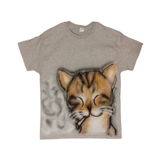 Y2K Glasses Wearing Kitten Pattern Printed Slim Fit Women's T-shirt Retro Pure Cotton Exquisite Fashion Casual Top Kawaii