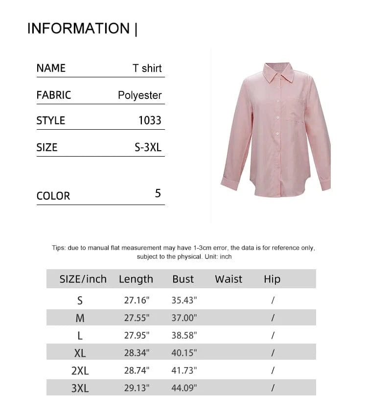 2025 Spring and summer new Women's solid colour basic shirt Single row of buttons High collar Pink Office Home Cardigan Polyest