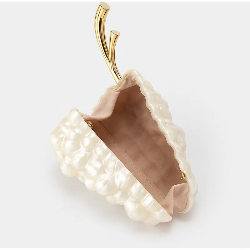 Unique Grape Shape Clutch Bag Evening Bag Luxury Creative Fruit Design Women's Crossbody Bag Elegant Cosmetics Storage Chain Bag