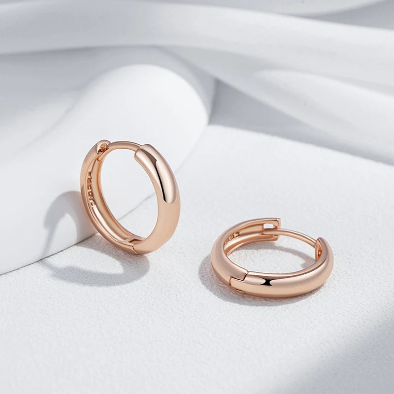 Rose Gold Geometric Hoop Drop Earrings