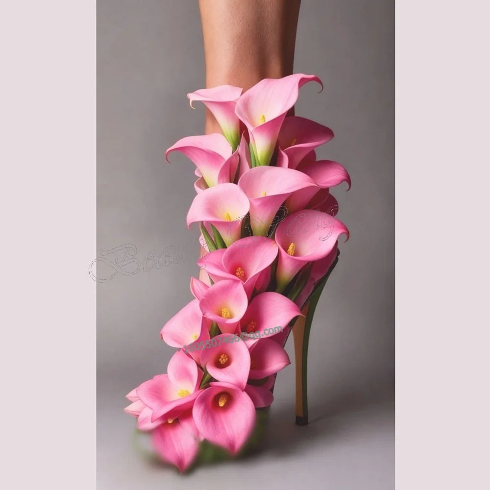 Colorful Floral Embellished High Heel Sandals for Women