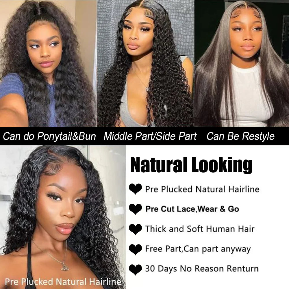 30 Inch 13X6 Deep Wave Lace Front Wigs Human Hair Water Wave Frontal Wig HD Lace Front Wigs Human Hair 13x4 Curly Human Hair Wig