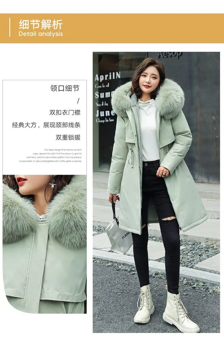 2025 New Parkas Women's Long Coat Winter Jacket Overcoming Plush Cotton Jacket