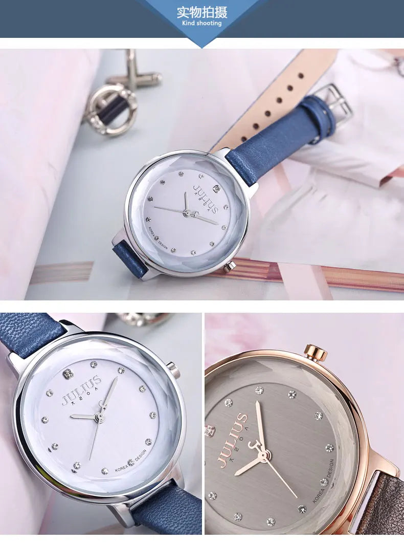 Thin Lady Women's Watch Fine Fashion Luxury Style Hours Dress Bracelet Leather Classic Girl Birthday Gift Julius No Box