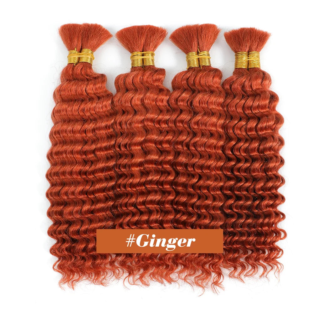 Human Braiding Hair Chocolate Brown 100g Deep Wave Bulk No Weft Human Hair Wigs Bundles for Curly Boho Braiding
