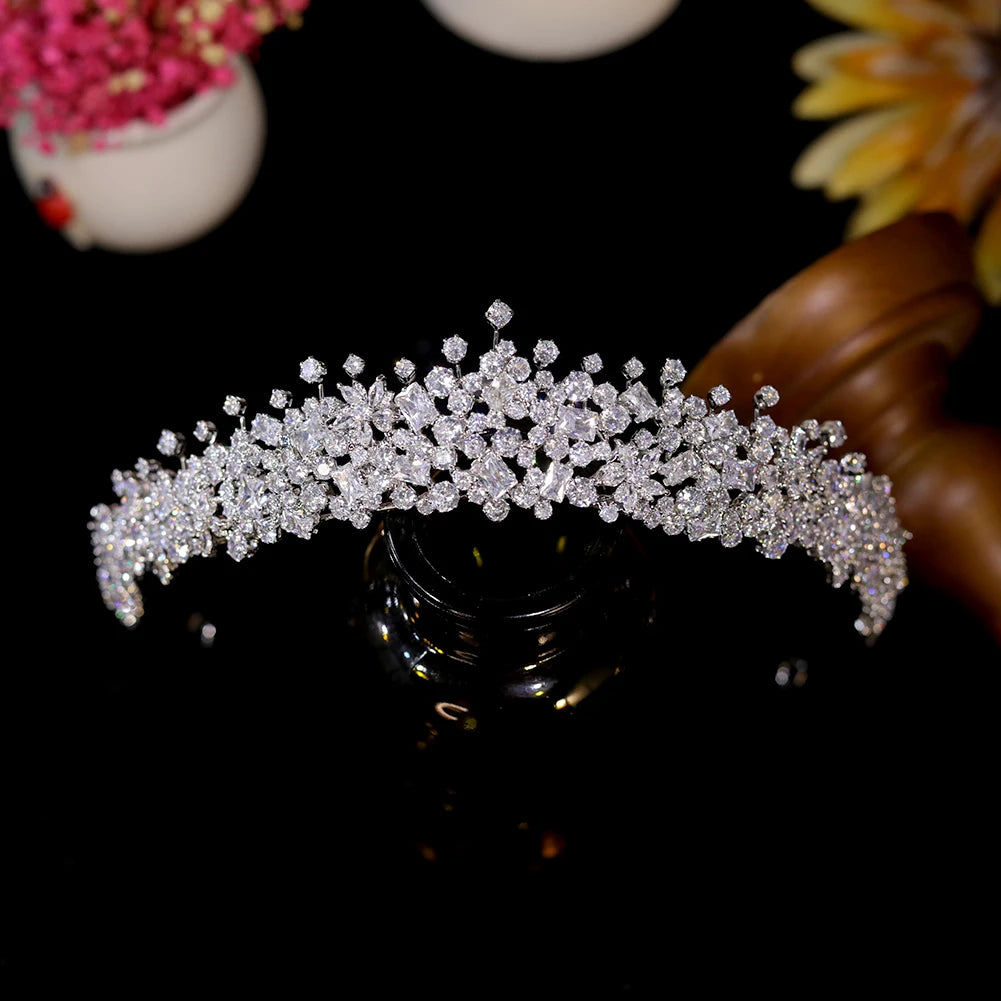 Sophisticated Crystal Zircon Princess Tiara for Women