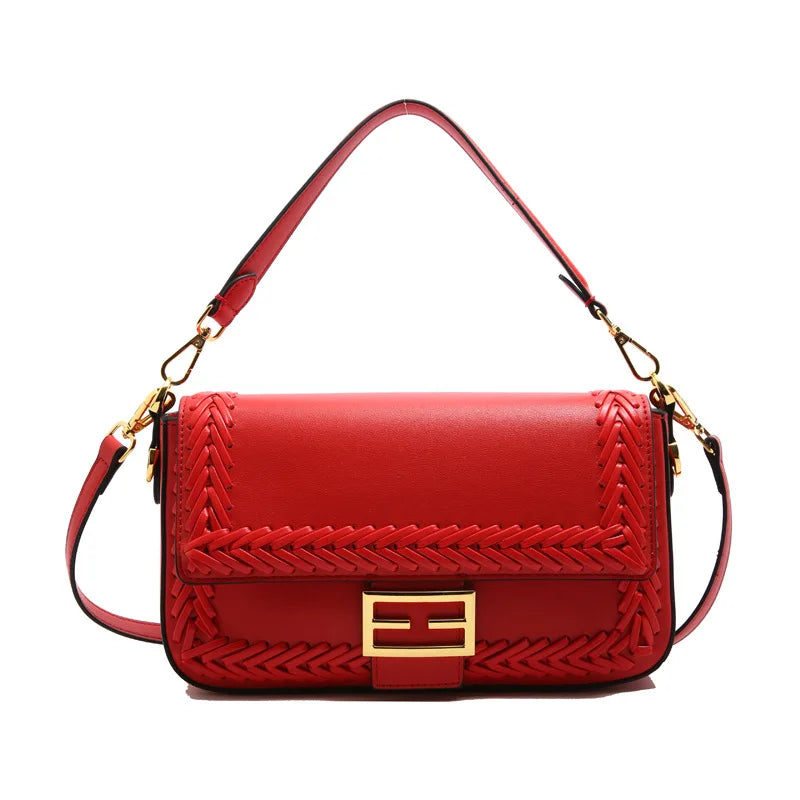 2025 Designer Shoulder Bag Collection - Bamboo Woven Crossbody Saddle Bag, Elegant Top Handle Hobo Purse with Chain Strap