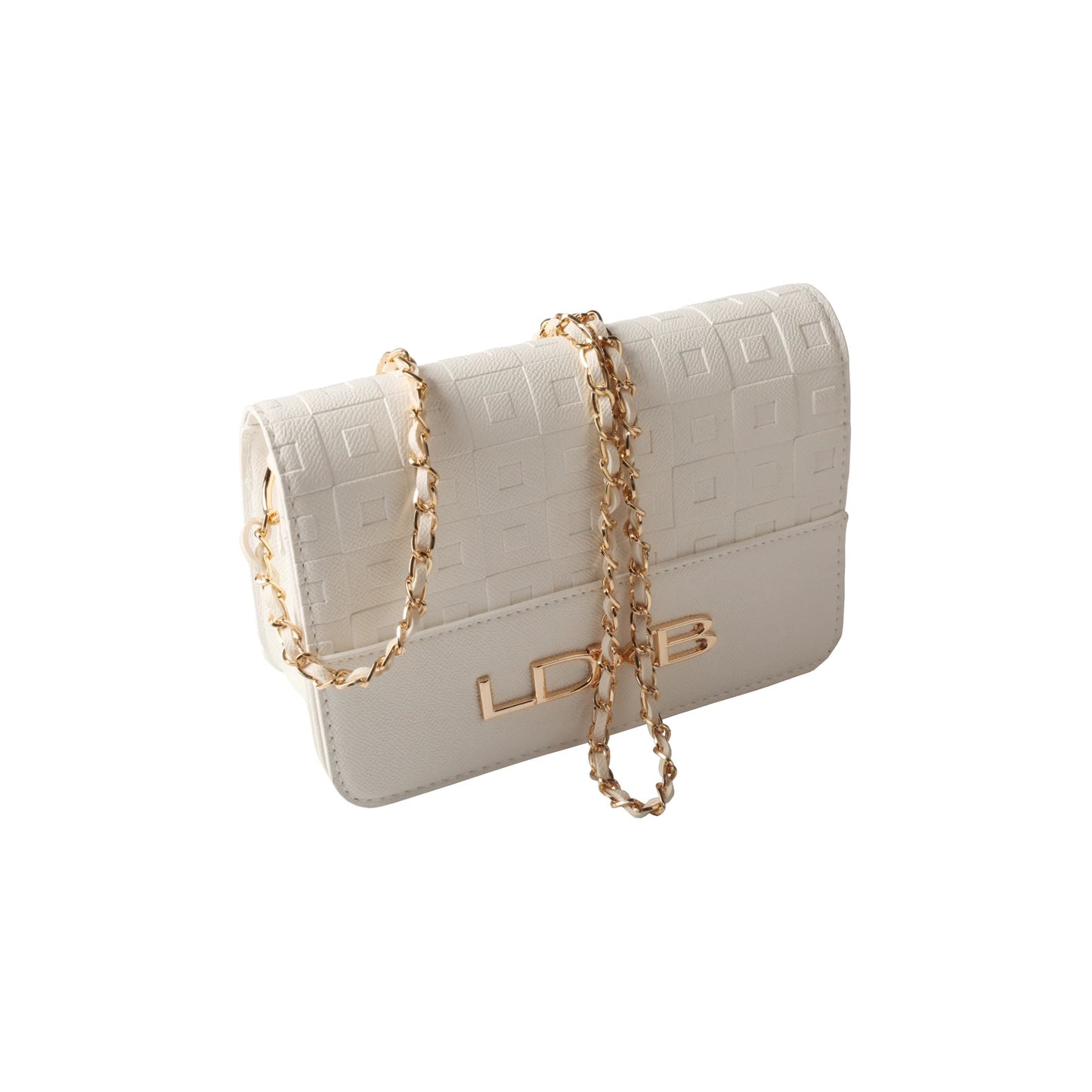 Square Letter Print Faux Crossbody Bag