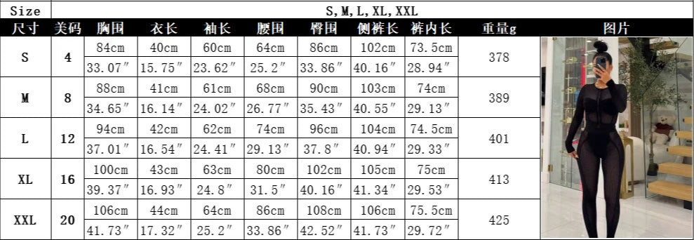 FAGADOER Sexy Hollow Out Bodycon 2 Pieces Set for Woman Mesh See Through Long Sleeves Tops + Leggings Matching Female Streetwear