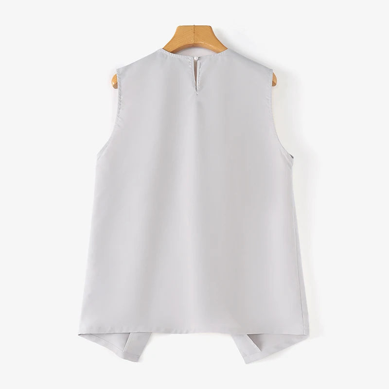 ZANZEA Elegant Round Neck Tank Tops Women Office Lady Buttons Camis 2024 Summer Sleeveless Tanks Fashion Irregular Solid Vests