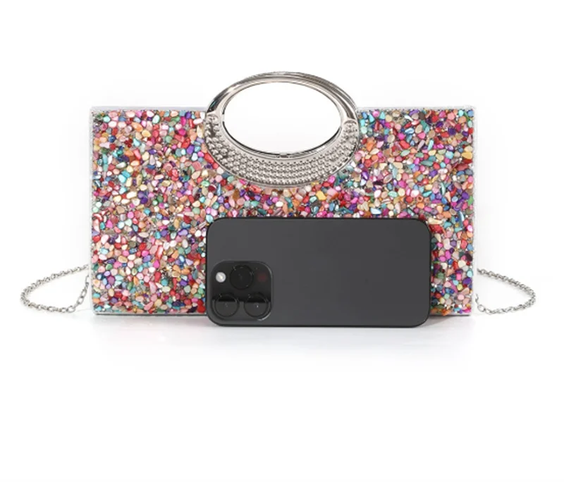 2025 New Single Side Stone Evening Bags Banquet Clutch Purse Mini Party Dinner Wallets Drop Shipping