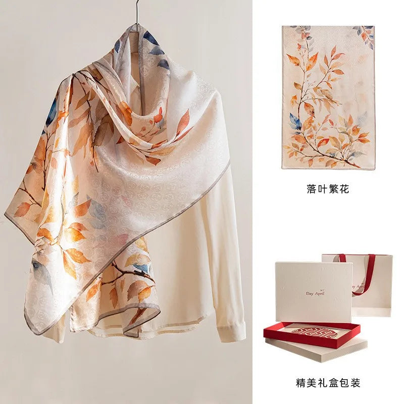 High-end women's new 100 mulberry silk scarf shawl cheongsam 170 * 55cm