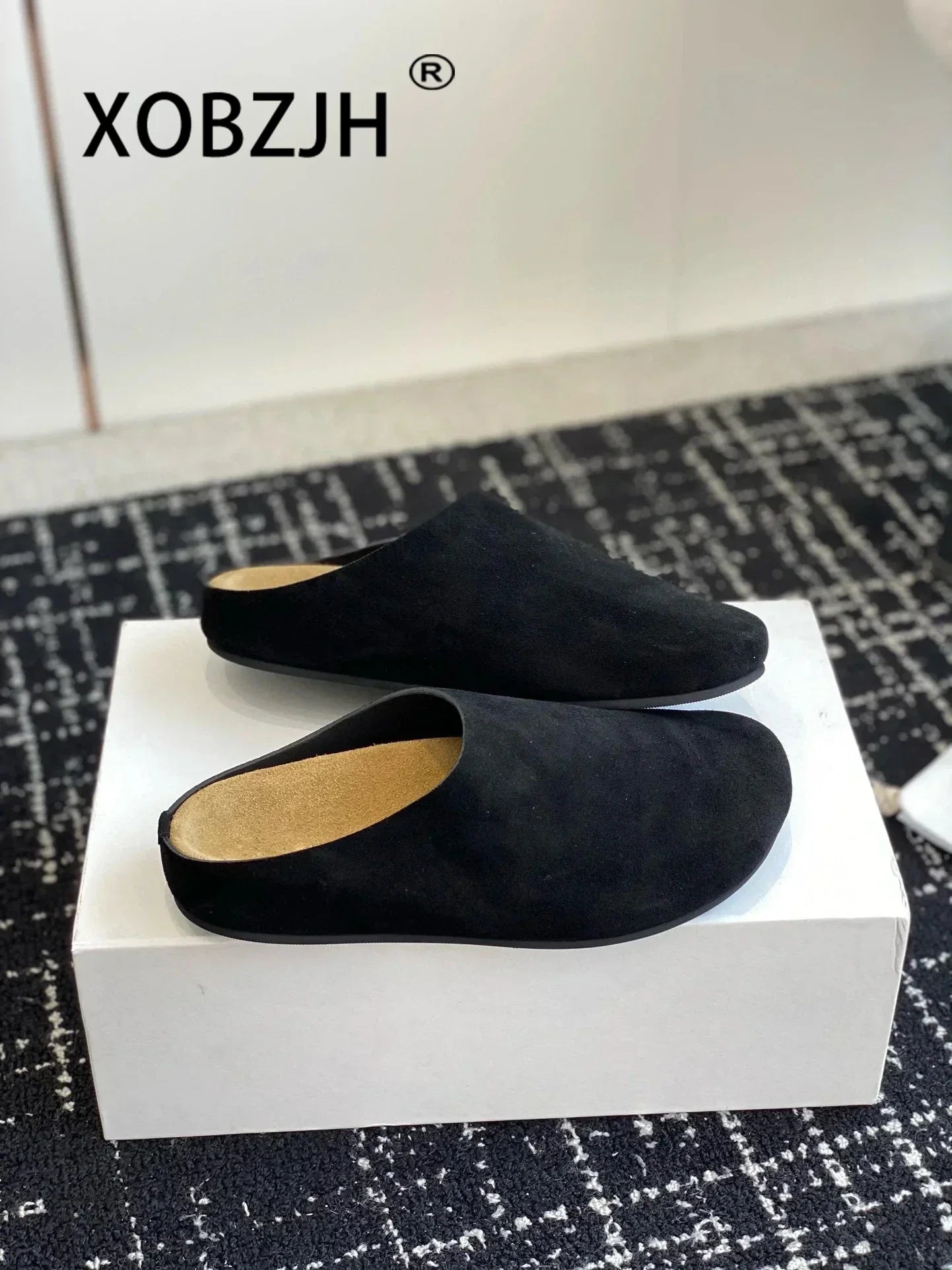 2024 Flat Slippers High Quality New Women KidSuede Mules Shoes Round Toe Casual ComfortSlides Woman Thick Sole Slippers Woman