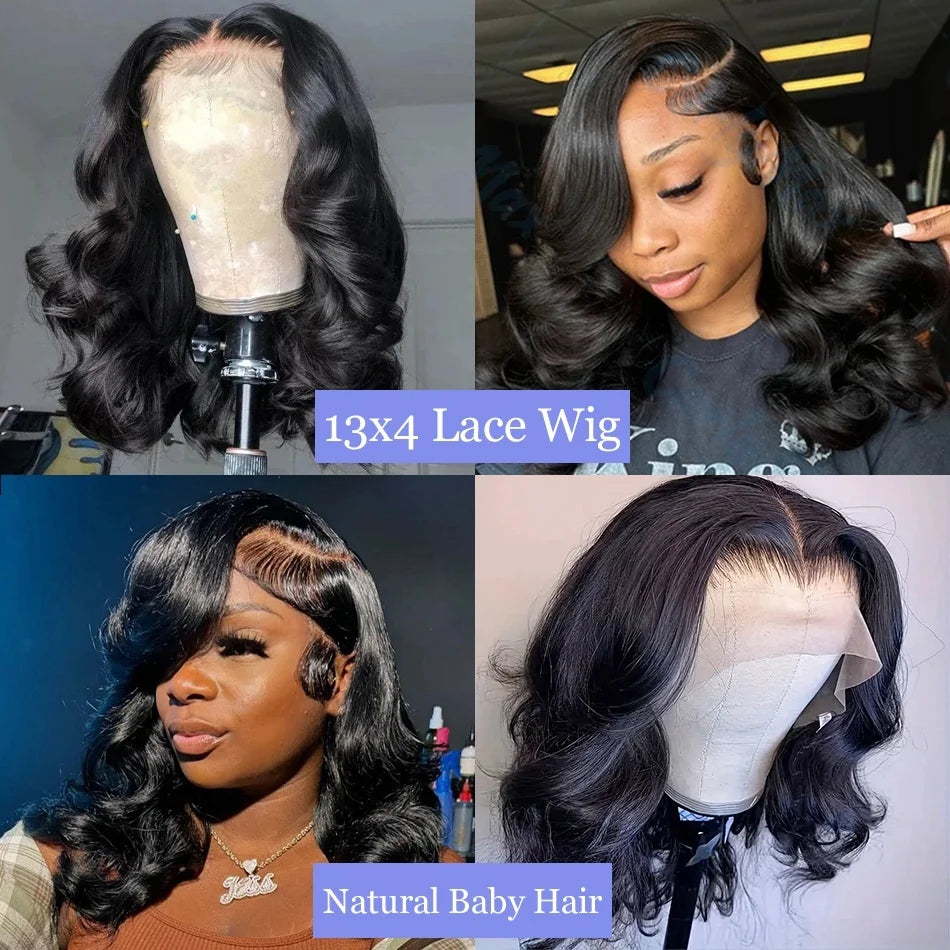 Loose Wave Wig 200% Body Wave Short Bob 13x4 Transparen Lace Front Human Hair Wigs Lace Frontal Closure Wig For Black Women