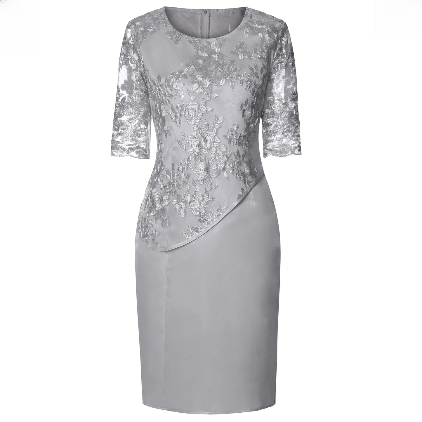 Wish Women's Lace Patchwork Two-piece Illusion Top Dress Gown Ladies Clothing