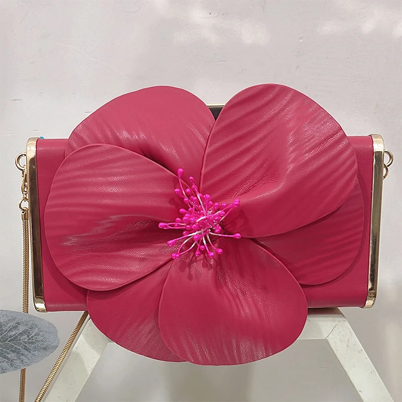 Creative Flower Small Square Bag Fashion Texture Versatile Elegant Crossbody Chain Bag High-grade Leather Irregular Clutch Bag
