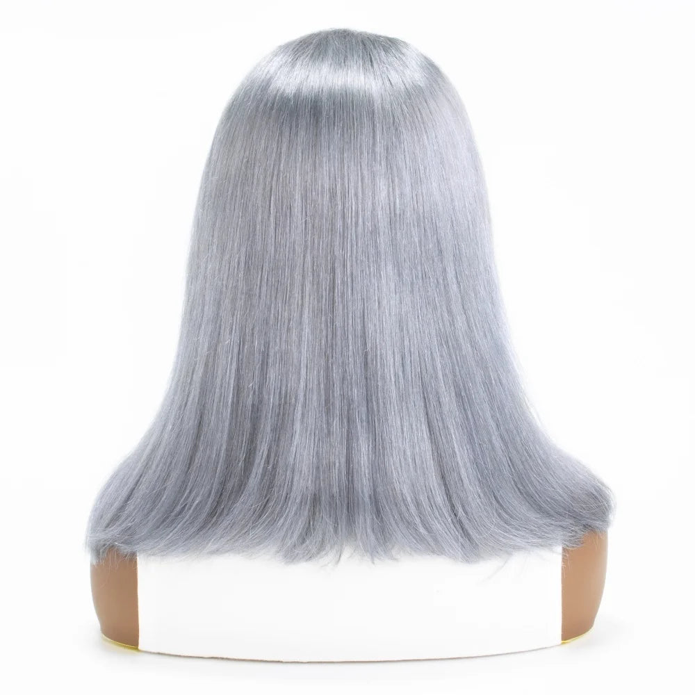 Silver Grey Straight Bob Human Hair Wigs Gray 13x4 Transparent Lace Front Short Bob Short Wigs Human Hair For Women Preplucked