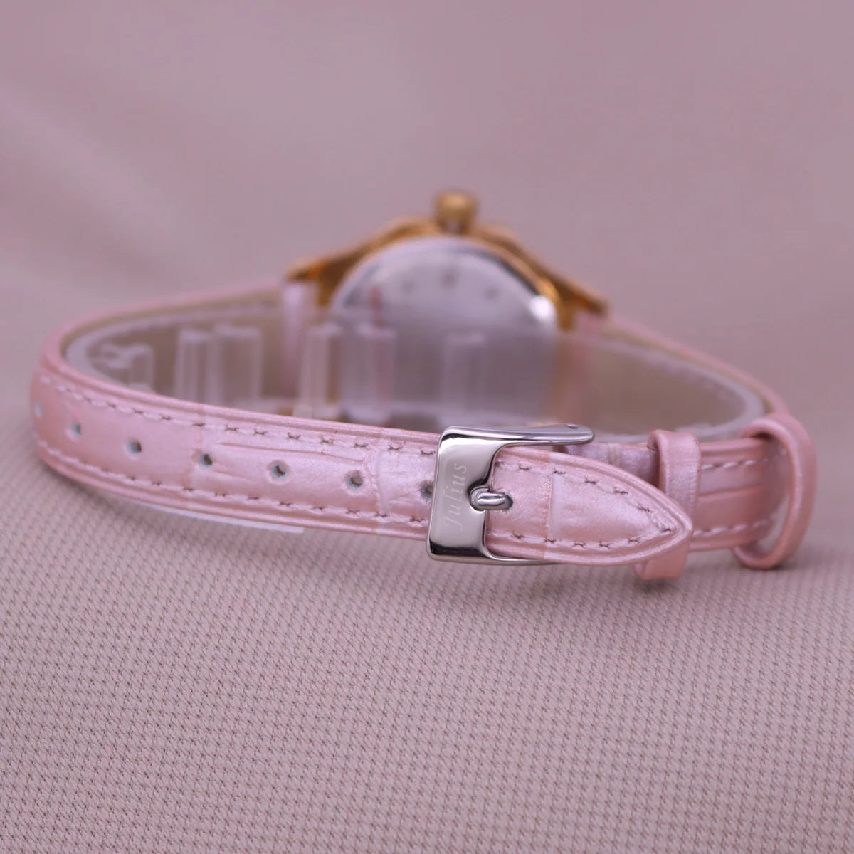 Small Rhinestones Julius Lady Women's Watch Mother-of-pearl Japan Quartz Fashion Hours Bracelet Leather Girl's Gift No Box