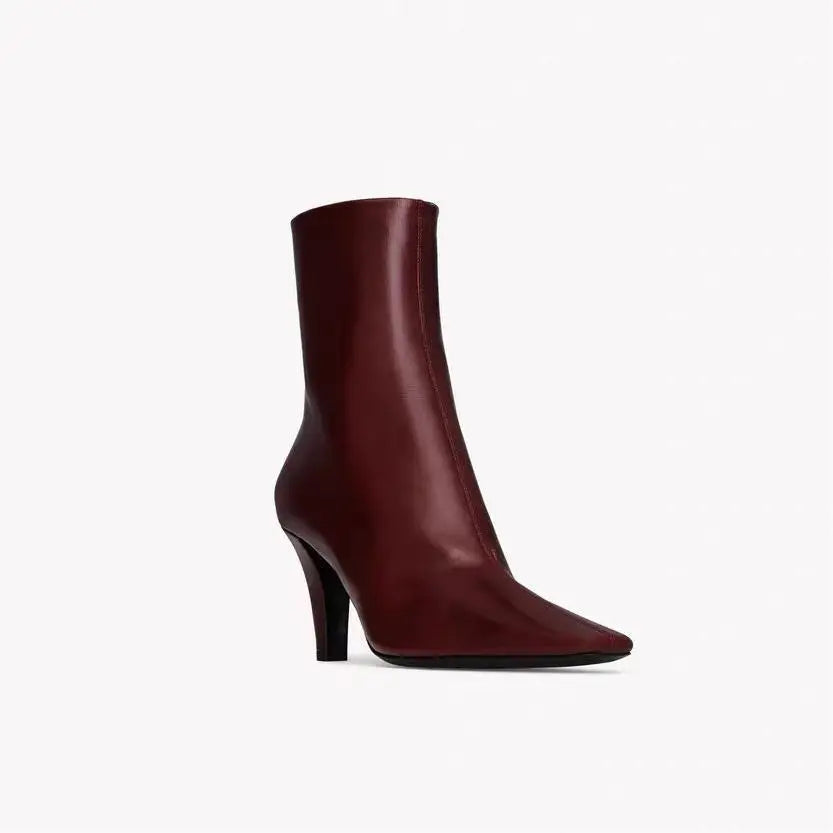 Pointy Toe Grey Suede Zippered Ankle Boots for Women