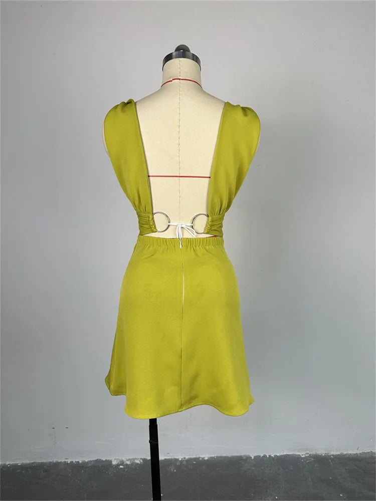 Wmstar Dresses for Women Sexy V Neck Elegant Solid Sleeveless New Summer Fashion Mini Dresses Women Wholesale Dropshipping 2024