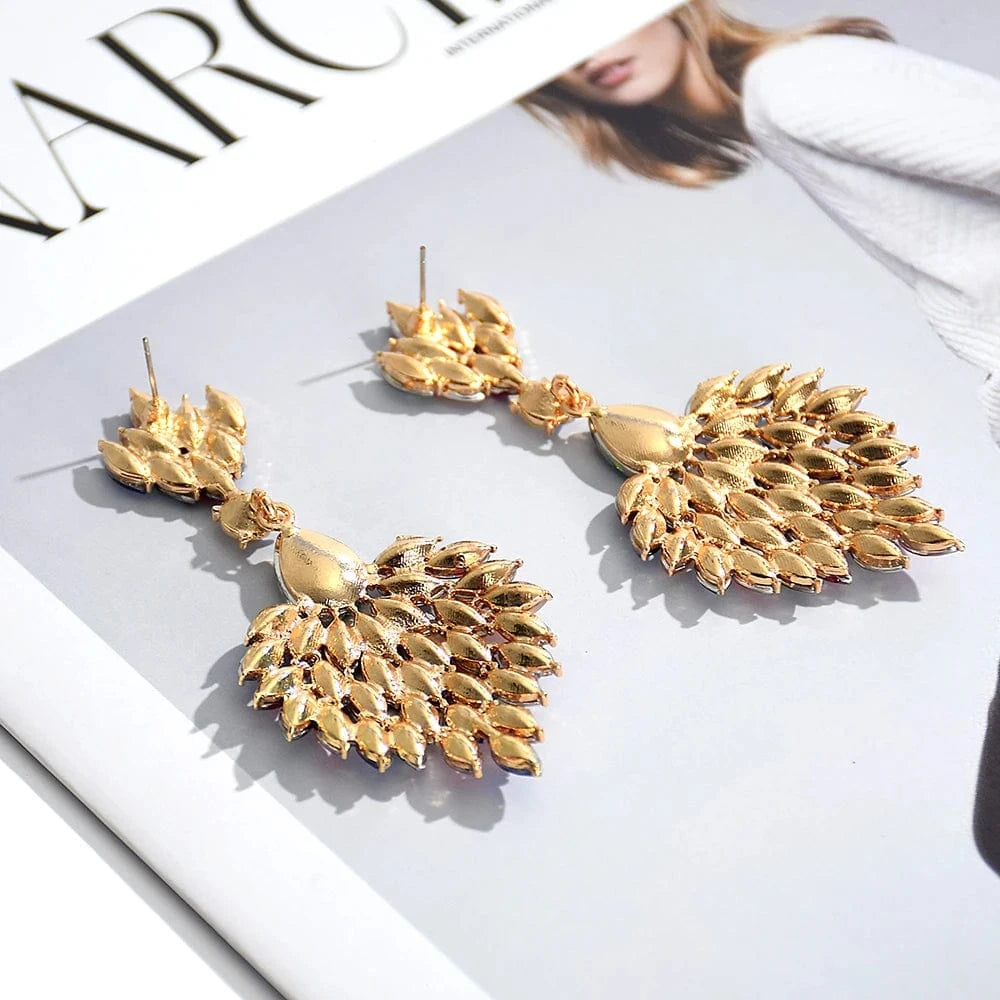 Hot-Sell High Quality Colorful Rhinestone Drop Earrings For Women Girls Party Wedding Crystal Accessories Jewelry Wholesale