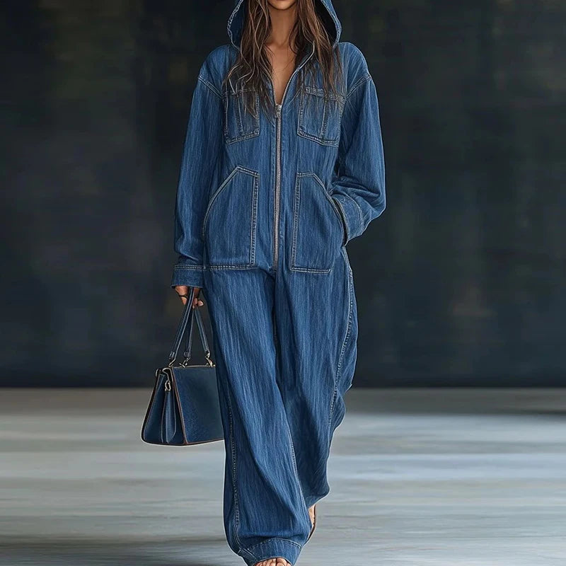 Spring Autumn Zipper Patchwork Chic Jumpsuits, Women Casual Long Sleeve Fashion Playsuits, 2025 Wide Leg Pants Ladies Bodysuits