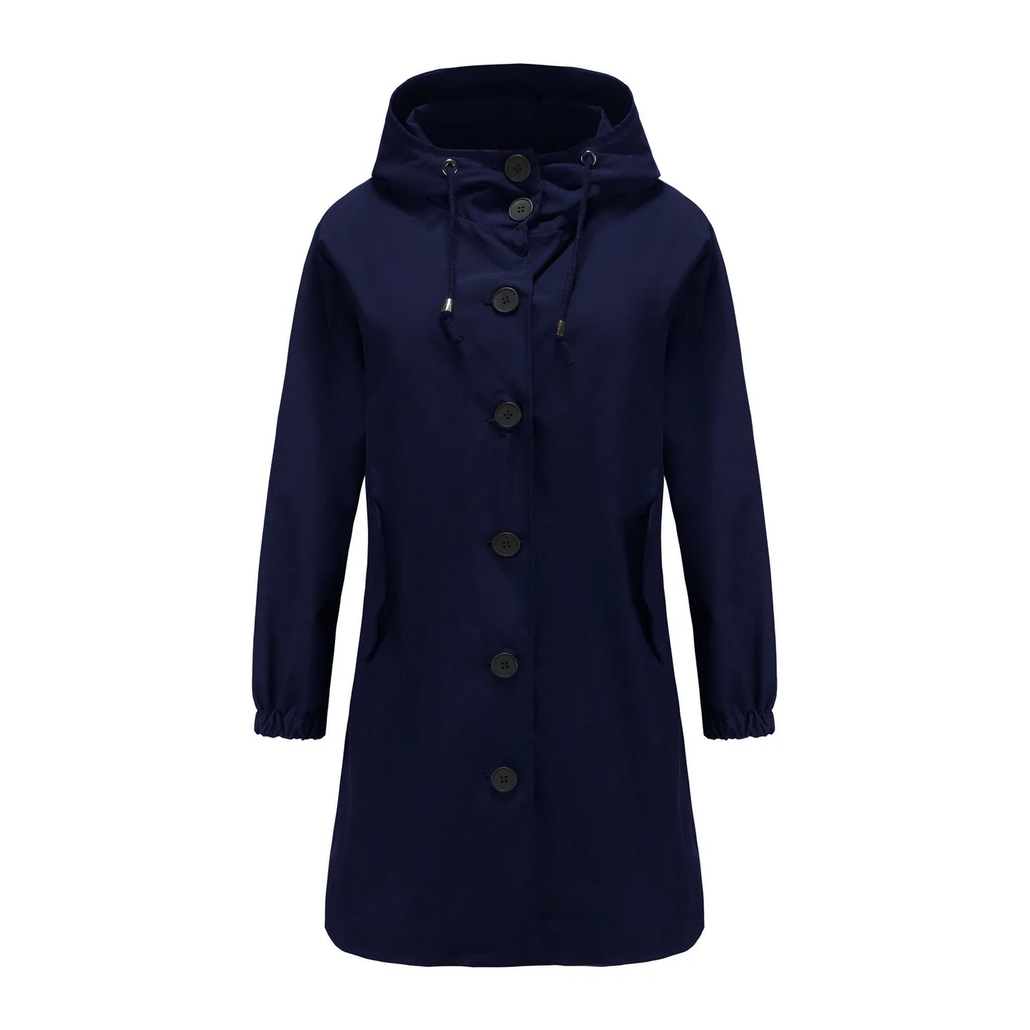 Spring Autumn Women's Trench Coat Water-Repellent Hooded Windbreaker Outdoor Loose Casual Zipper Long Jacket