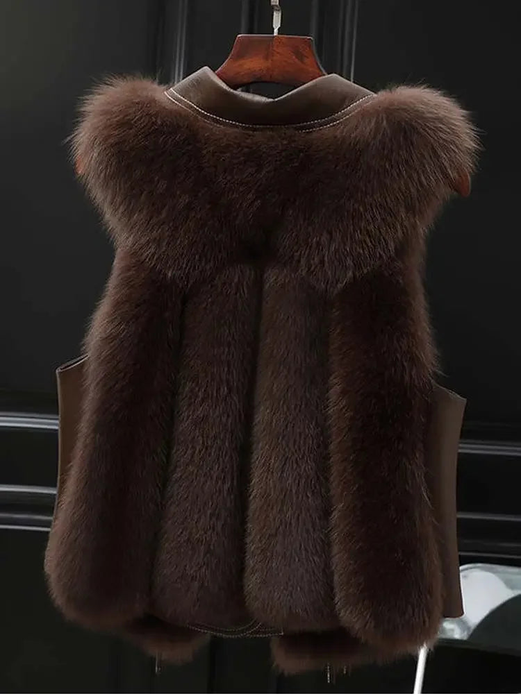 Fur Coat Women's Vest 2025 Autumn and Winter New Jacket Short Outerwear Lady Clothing
