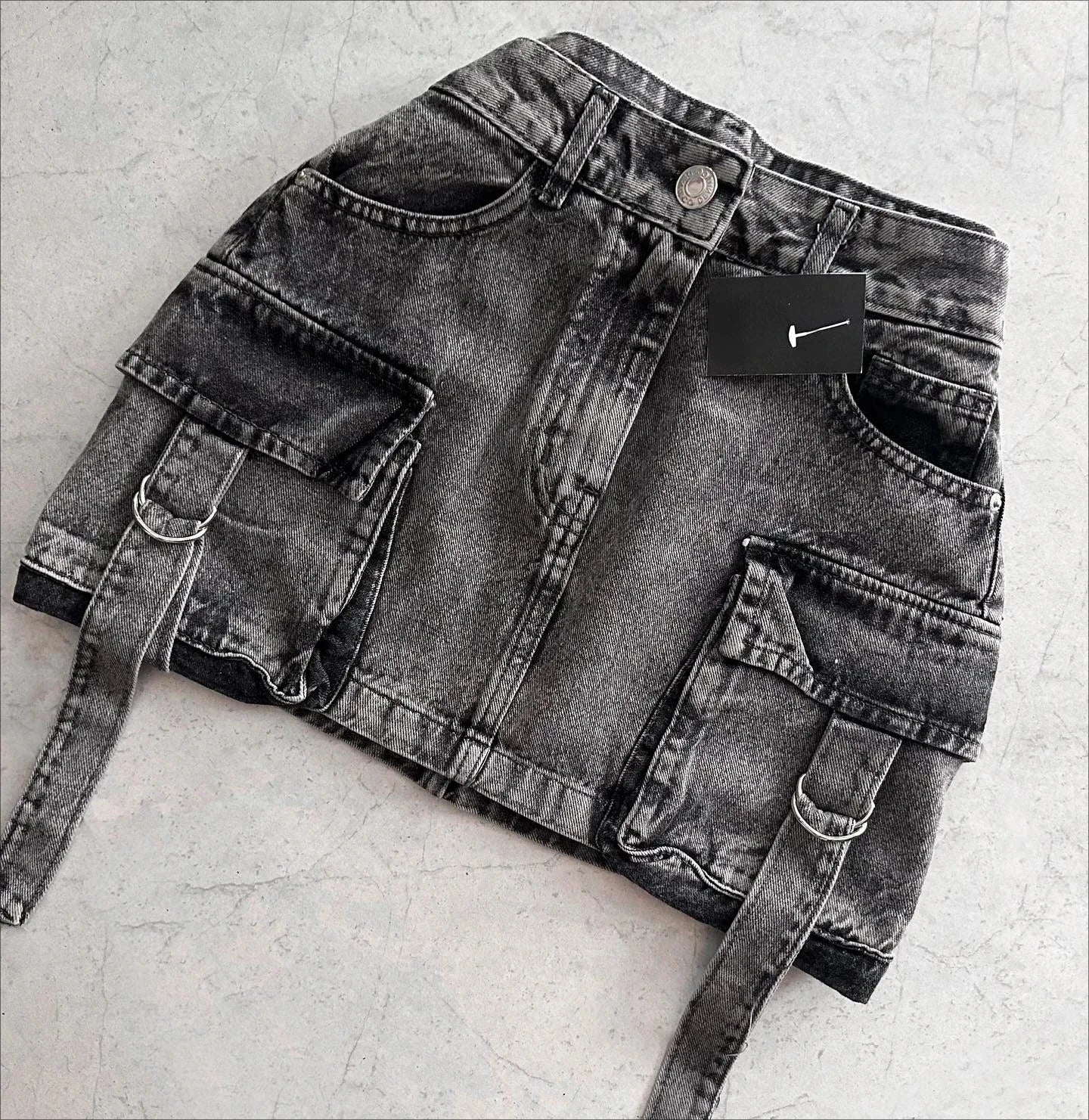 Y2K Short Skirt Fashion Retro Blue Multi Pocket Denim Shorts Womens Gothic Cargo Baggy Denim Shorts High Waist Slim Mini Skirt