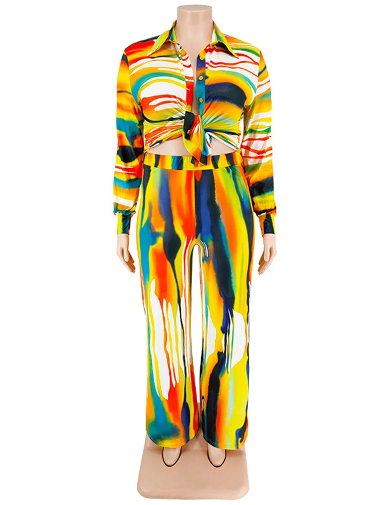 Wmstar Plus Size Two Piece Outfits Women Fall Clothing Tie Dye Top and Pants Leggings Matching Set Wholesale Dropshipping 2022