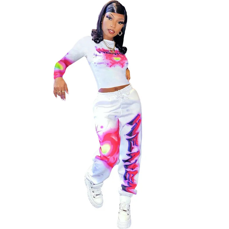 High Quality 2 Piece Outfit for Women Set Casual Sweat Suit Crop Sweatpant Joggers Tracksuit Fall Clothes Wholesale Dropshpping